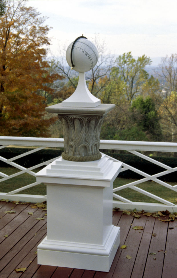 Recreation of Jefferson's Spherical Sundial and pedestal