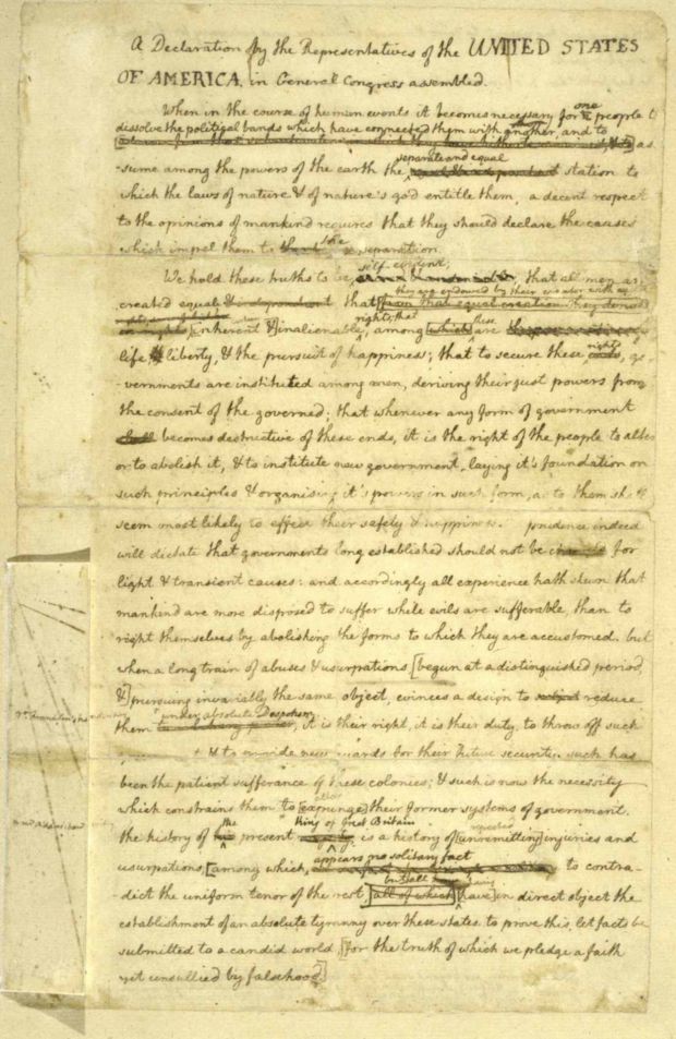Jefferson's Rough Draft of the Declaration of Independence