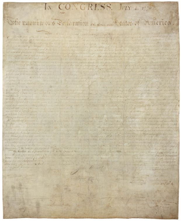 Original copy of the Declaration of Independence